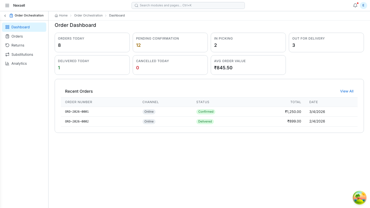 Order dashboard
